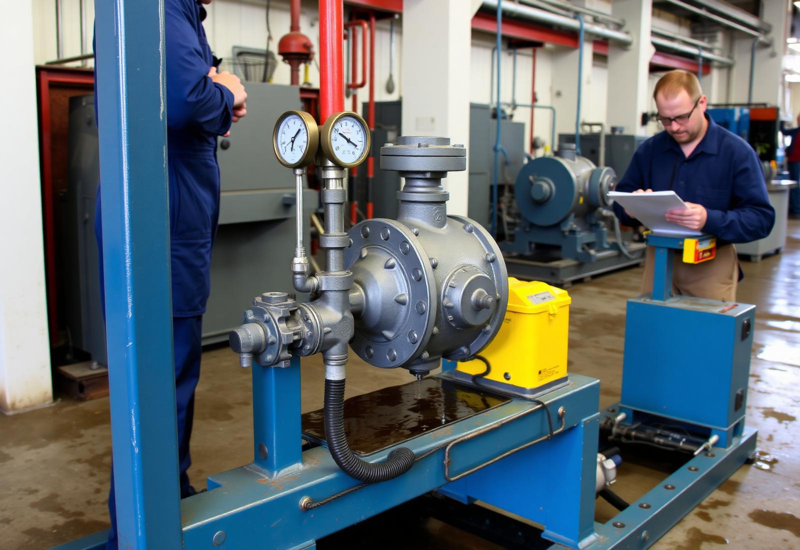 Hydrostatic test bench with a valve under pressure
