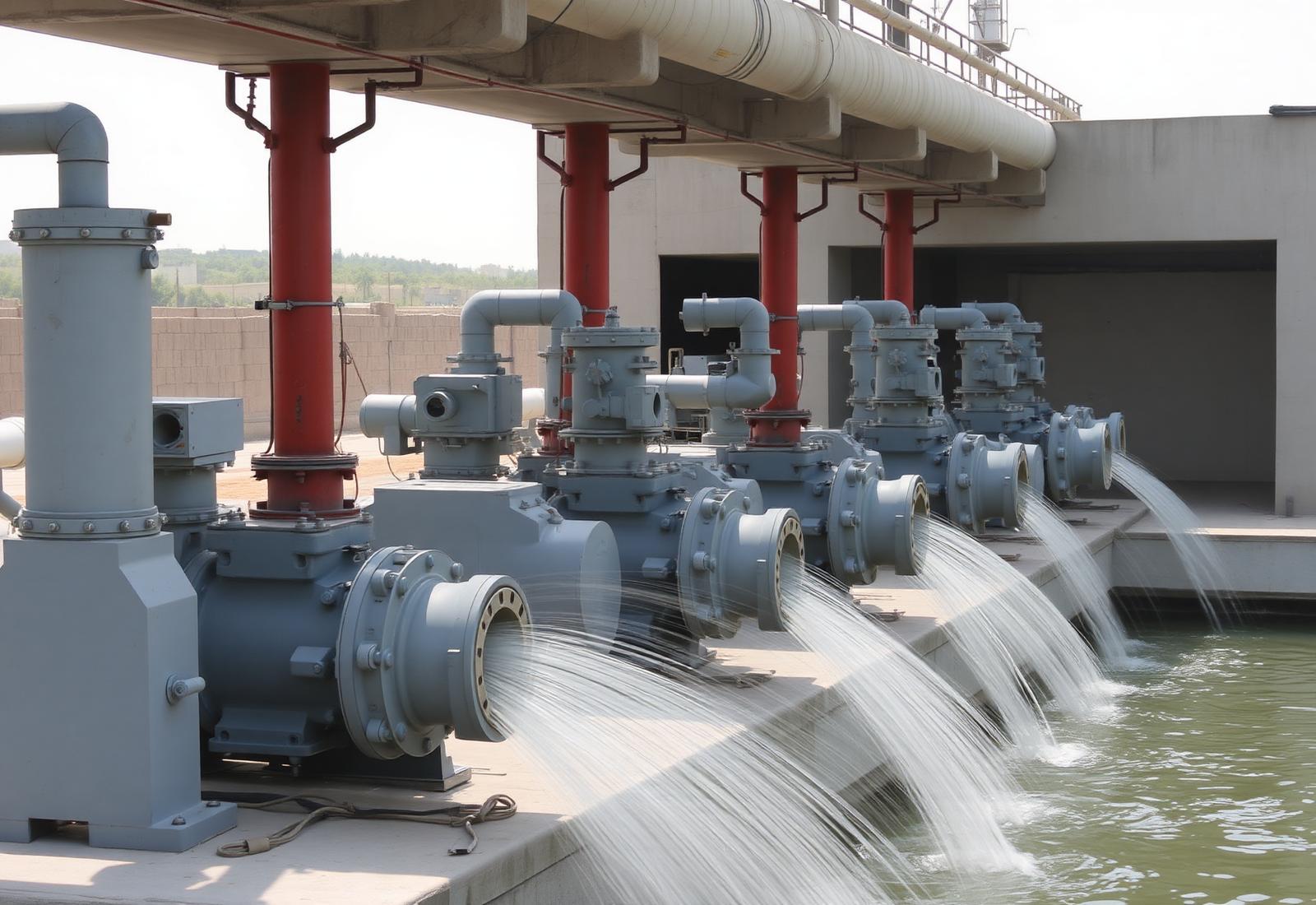 Drainage pump station discharging into an outfall channel